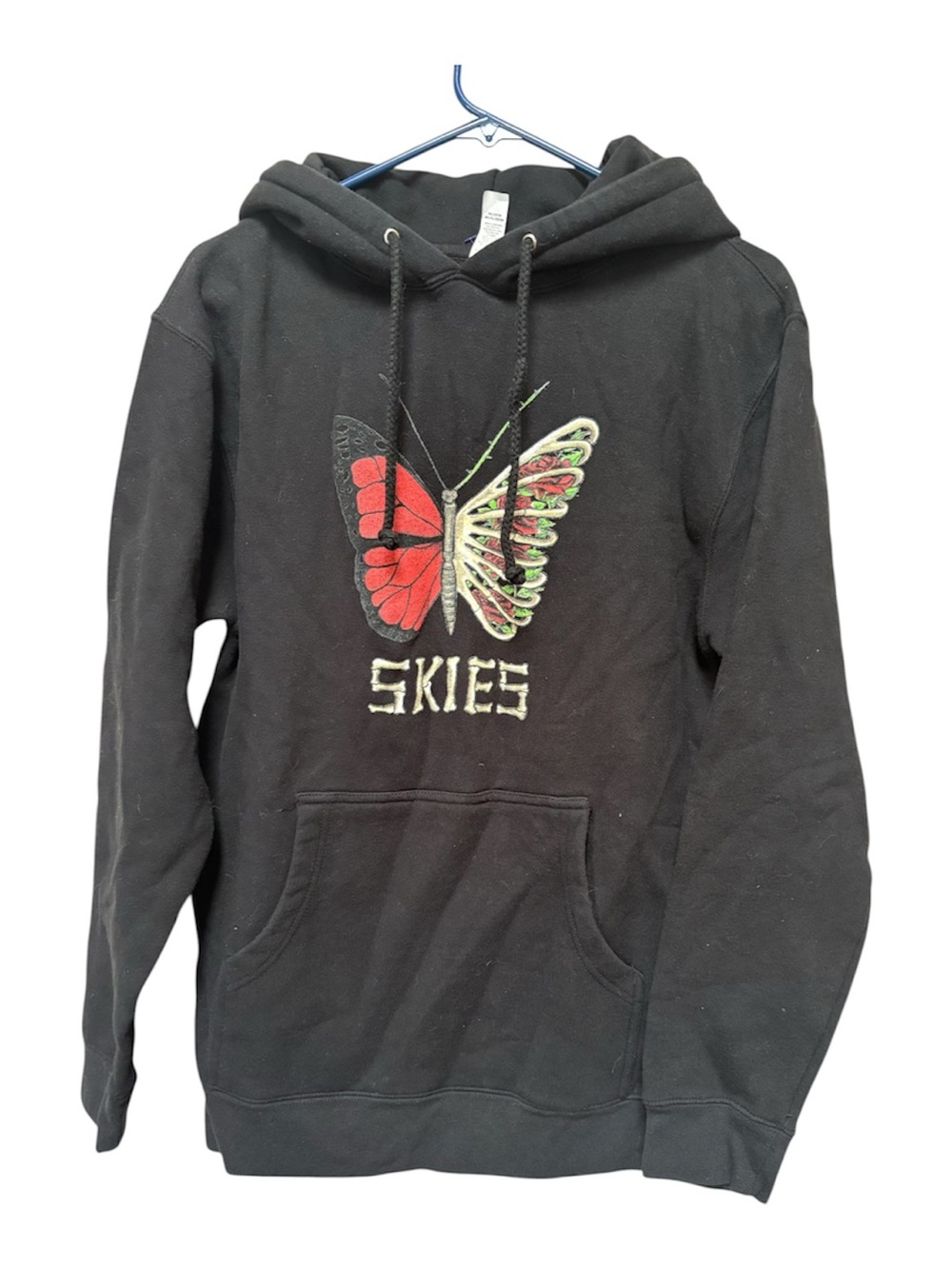 Dark Y2K Skull Rose Butterfly Mall Goth Graphic Hoodie S